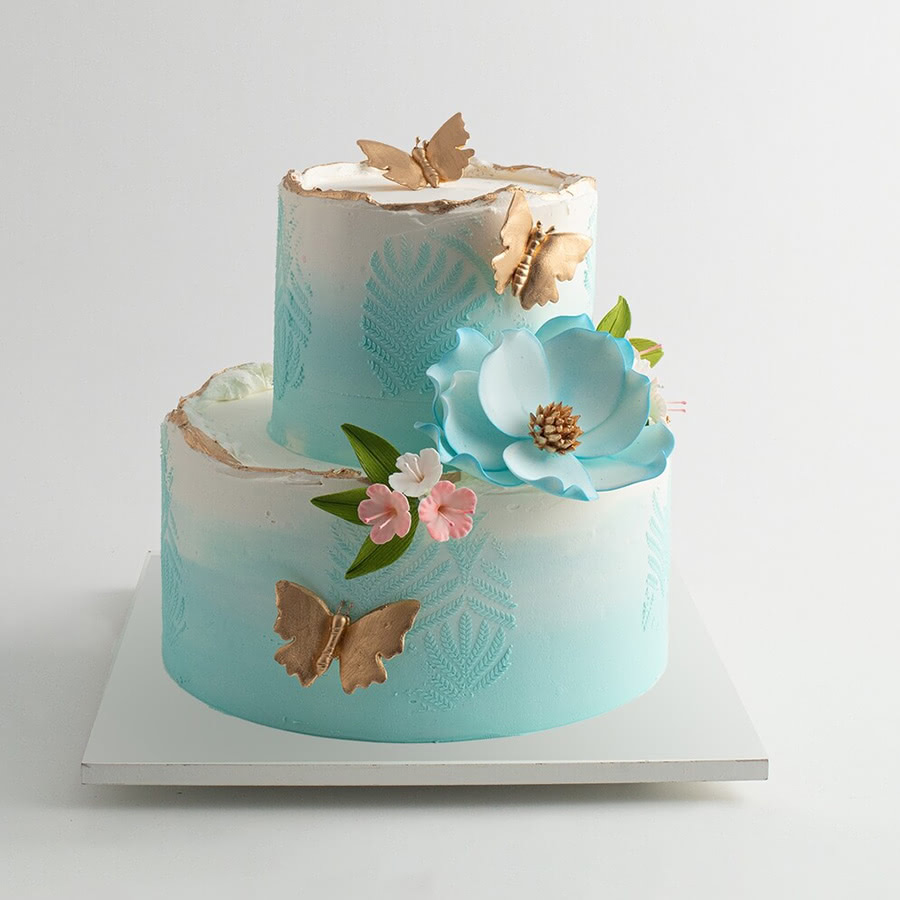 Golden Butterfly 2 Tier Cake